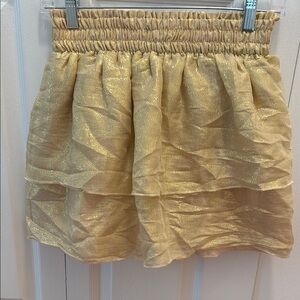 Gold Smocked Bubble Mini Skirt for Casual Wear